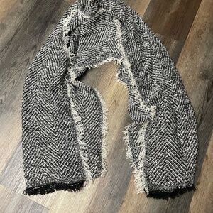 Black and White Herringbone Scarf